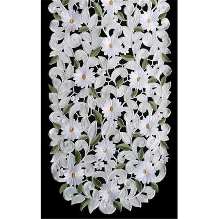 SINOBRITE Sinobrite H7667-EG White Daisy Oblong Table Cloth; 68 x 90 in. H7667/EG(68x90)